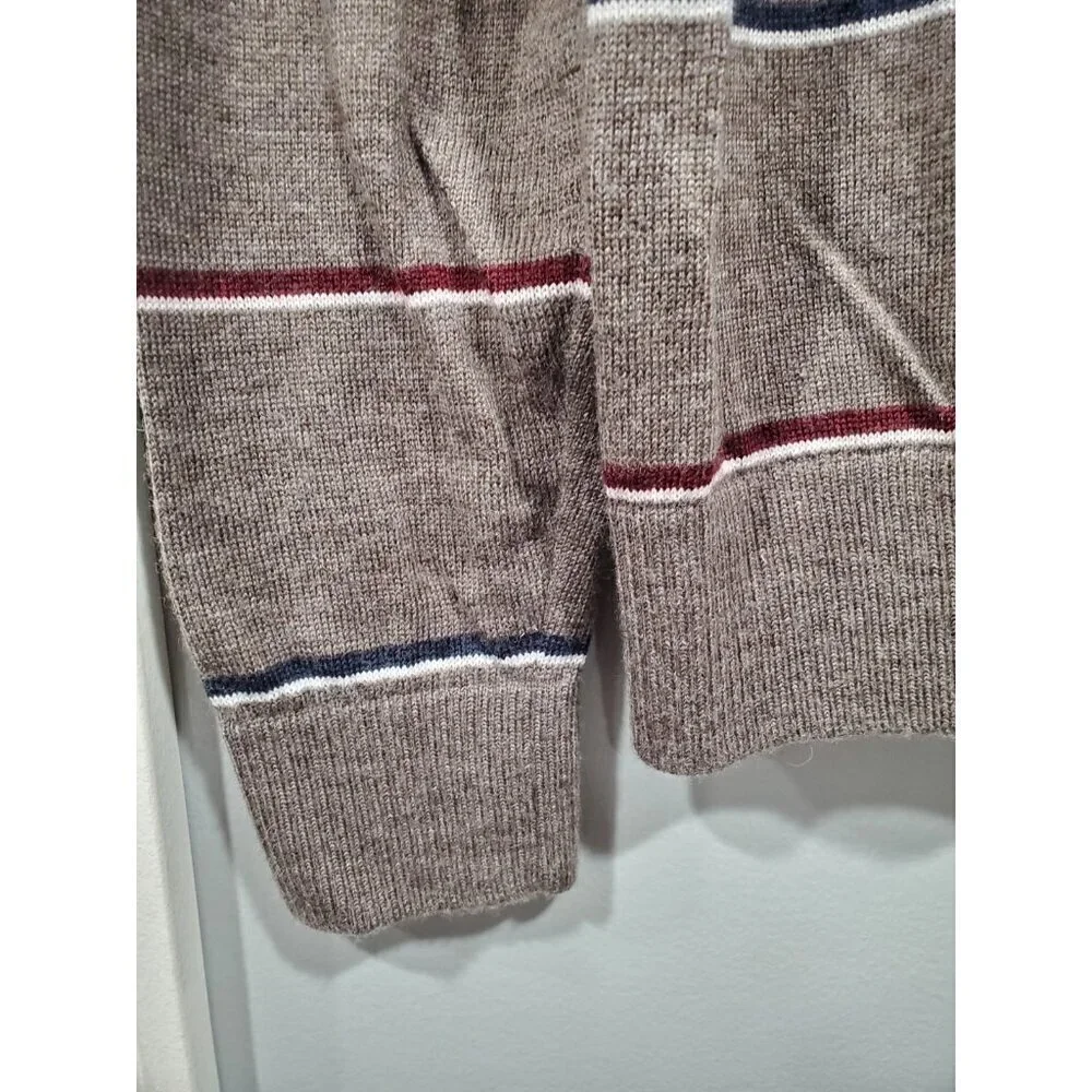 Banana Republic Mens Brown 100% Merino Wool Sweater Crew Neck Striped Sz L